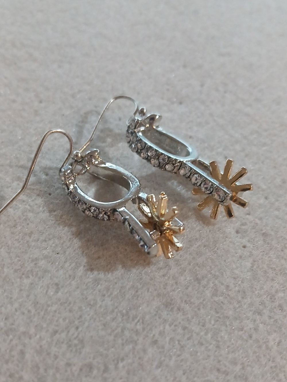 235- Two-Tone Crystal Spur Earrings with Gold Starburst Accent